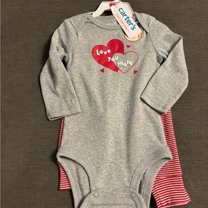 Carter's 
Gray and Red Love You More Baby Onesie